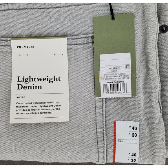 Goodfellow & Co Premium Slim Lightweight Denim Light Gray Mens 40W x 30L New - Picture 5 of 5